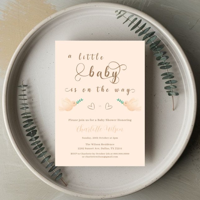 Cute Baby Dove Baby Shower Invitation (Creator Uploaded)