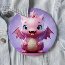 Cute baby dragon button
