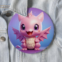 Cute baby dragon button