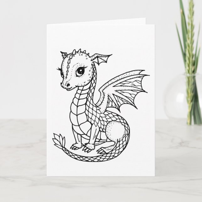 Cute Baby Dragon Colour your Own Card (Front)