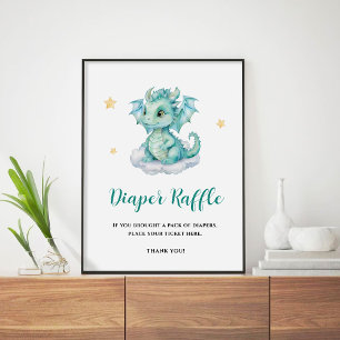 Cute Baby Dragon Diaper Raffle Poster
