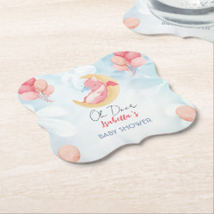 Cute baby dragon dinosaur Balloon baby shower Paper Coaster