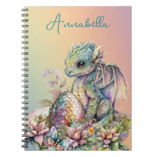 Cute Baby Dragon Egg on Rainbow Notebook