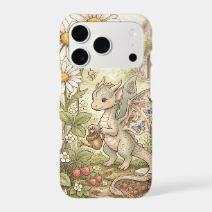 Cute Baby Dragon Gardening in Fairytale Cottage