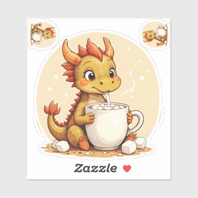 Cute Baby Dragon Hot Chocolate Kids Kawaii Cozy De (Sheet)