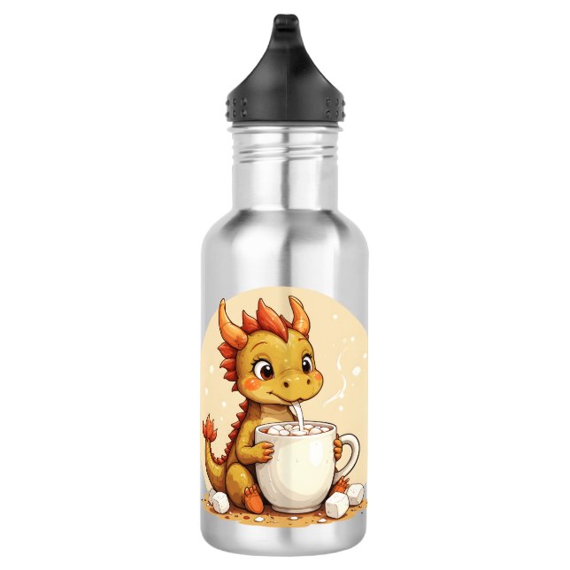 Cute Baby Dragon Hot Chocolate Kids Kawaii Cozy De 532 Ml Water Bottle (Right)