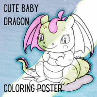Cute Baby Dragon Large Colouring Page