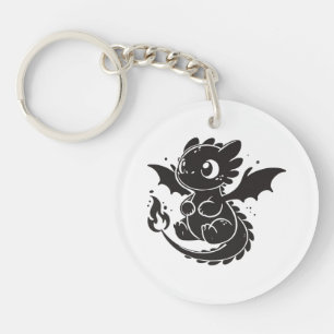 Cute Baby Dragon Minimalist Keychain. Key Ring