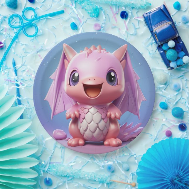Cute baby dragon paper plate (Party)