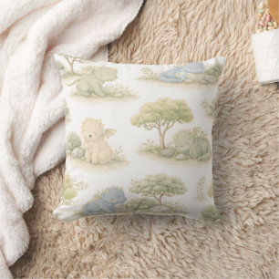 Cute Baby Dragon Pastel Woodland Pattern (1) Cushion