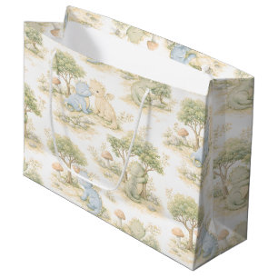 Cute Baby Dragon Pastel Woodland Pattern (2) Large Gift Bag