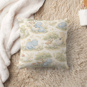 Cute Baby Dragon Pastel Woodland Pattern (3) Cushion