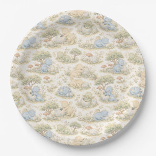 Cute Baby Dragon Pastel Woodland Pattern (3) Paper Plate