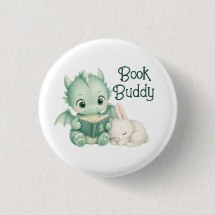 Cute Baby Dragon Reading Book Storybook Nursery 3 Cm Round Badge