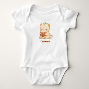 Cute Baby Dragon Reading Book Toddler T Shirt