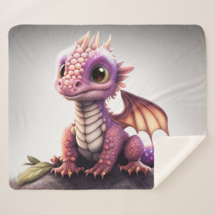 Cute Baby Dragon Sherpa Blanket