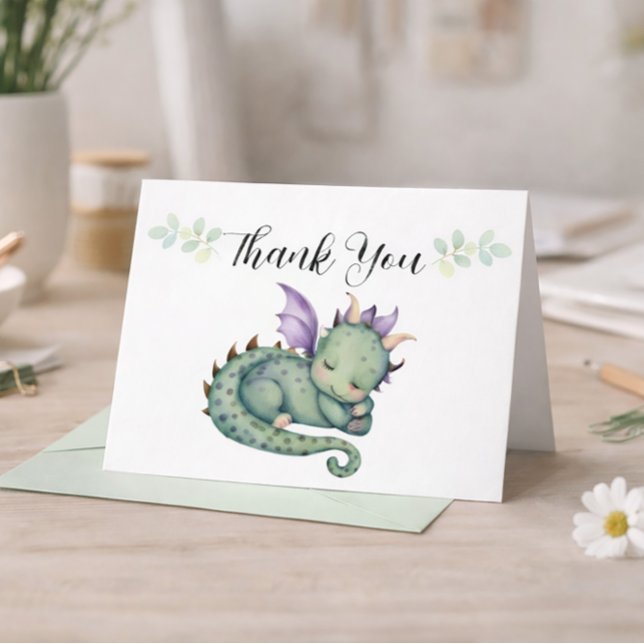 Cute Baby Dragon Thank You Card (Creator Uploaded)