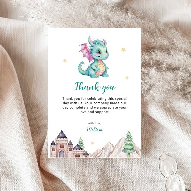 Cute Baby Dragon Thank You Card (Creator Uploaded)