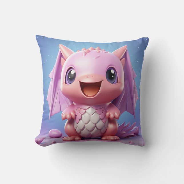 Cute baby dragon throw pillow (Front)