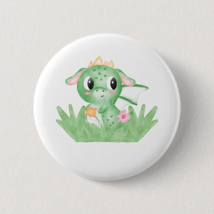 Cute Baby Dragon Watercolour 6 Cm Round Badge