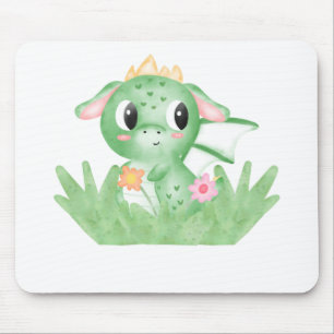 Cute Baby Dragon Watercolour Mouse Mat
