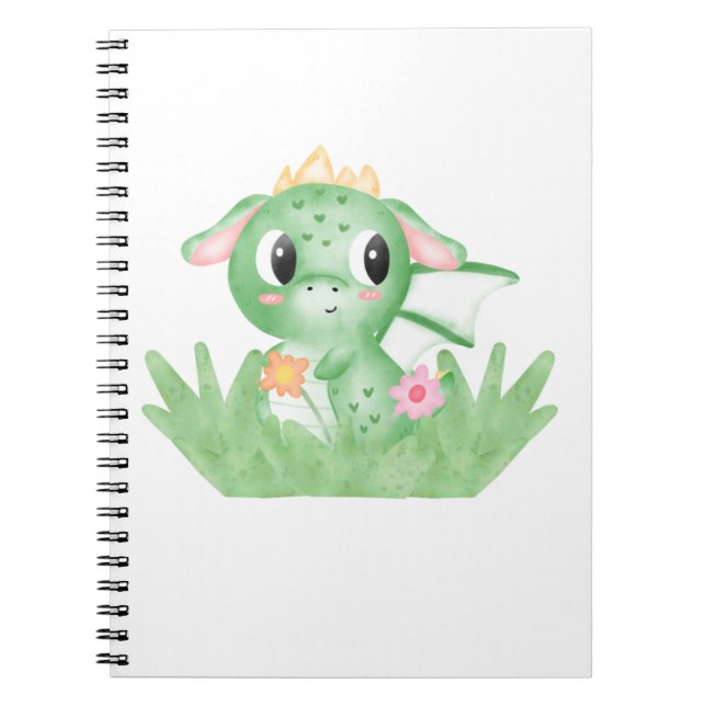 Cute Baby Dragon Watercolour Notebook (Front)