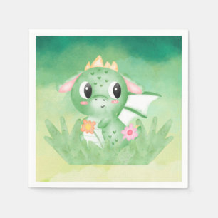 Cute Baby Dragon Watercolour Paper Napkin