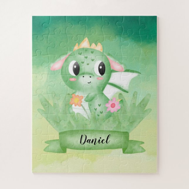 Cute Baby Dragon Watercolour Puzzle (Vertical)