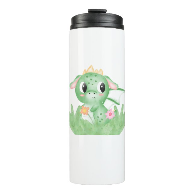 Cute Baby Dragon Watercolour Thermal Tumbler (Front)