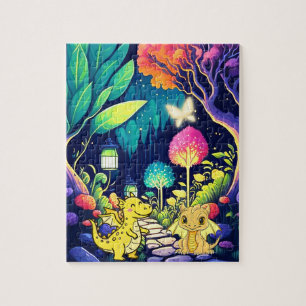 Cute Baby Dragons Magical Forest Jigsaw Puzzle