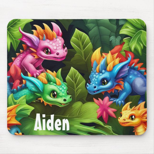 Cute Baby Dragons Mouse Mat (Front)