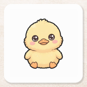 Cute Baby Duck Chick Square Paper Coaster