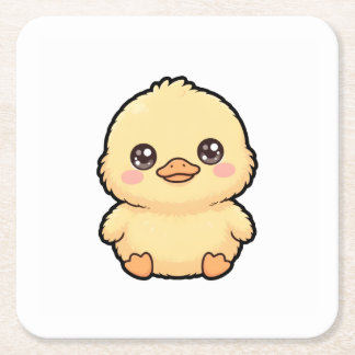 Cute Baby Duck Chick Square Paper Coaster