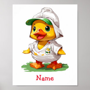 Cute Baby Duck Custom Name Poster