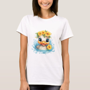 Cute Baby Duck Ducklings Fun animals flowers T-Shirt