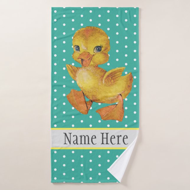 Cute Baby Duck Fun Animal Wild Name Kid's Bath Towel (Bath Towel)
