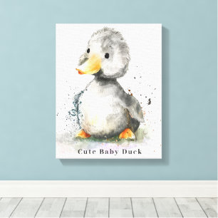 Cute Baby Duck Watercolor Canvas Print