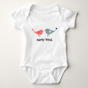 cute baby early bird bodysuit with bird cartoons.