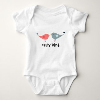 cute baby early bird bodysuit with bird cartoons.