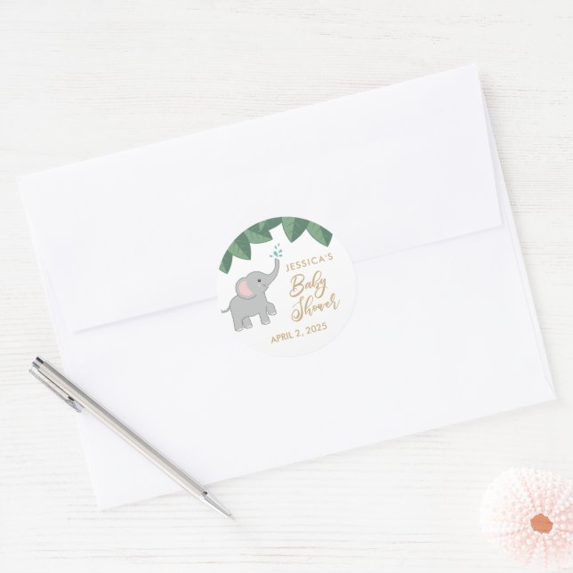 Cute baby elephant baby shower favour stickers (Envelope)