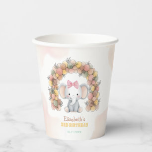 Cute Baby Elephant Balloon Arch Birthday Paper Cups