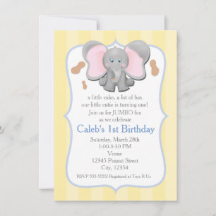 Cute Baby Elephant Birthday or Shower Invitation