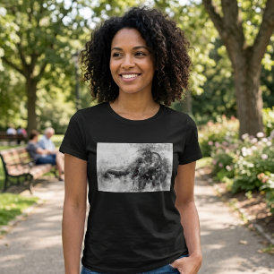 Cute Baby Elephant Black and White Watercolor Art T-Shirt