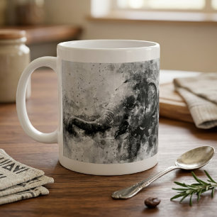 Cute Baby Elephant Black and White Watercolor Coffee Mug