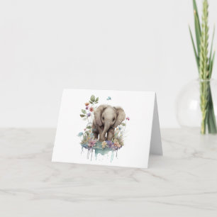 Cute Baby Elephant Blank Card –Sweet Safari Animal
