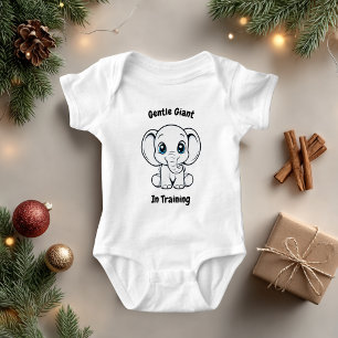 Cute Baby Elephant Blue Eyes Illustration Outfit Bodysuit