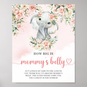 Cute baby elephant blush How big is Mummy's belly Poster
