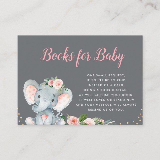 cute baby elephant books for baby card (Front)