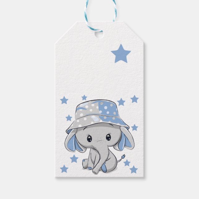 Cute Baby Elephant Boy  Gift Tags (Front)