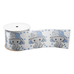 Cute Baby Elephant Boy  Satin Ribbon